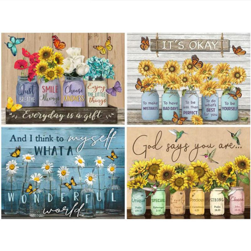 

Diamond Painting KAMY YI DIY 5D Kit Sunflower Vase Wall Stickers Embroidery Cross Stitch Flower Butterfly Mosaic Home Decor