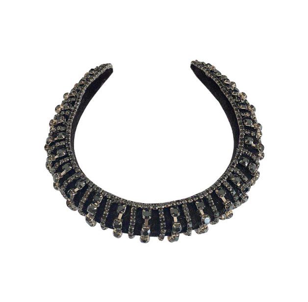 

2021 Europe And America Full of Crystals Thick Anti-slip Headband Sponge Man-made Diamond Hairband Women's Hair HOOP, #2