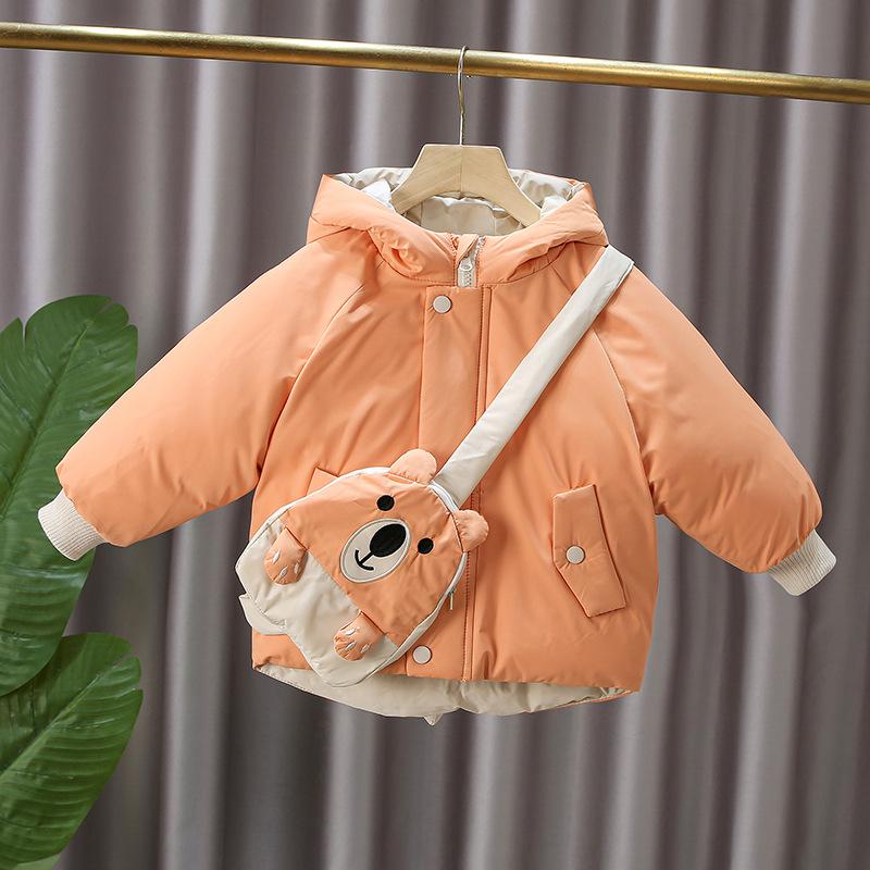 

Down Coat 2021 Winter Hooded Cotton-padded Jacket Children's Wear Zipper For Men And Women, Blue;gray