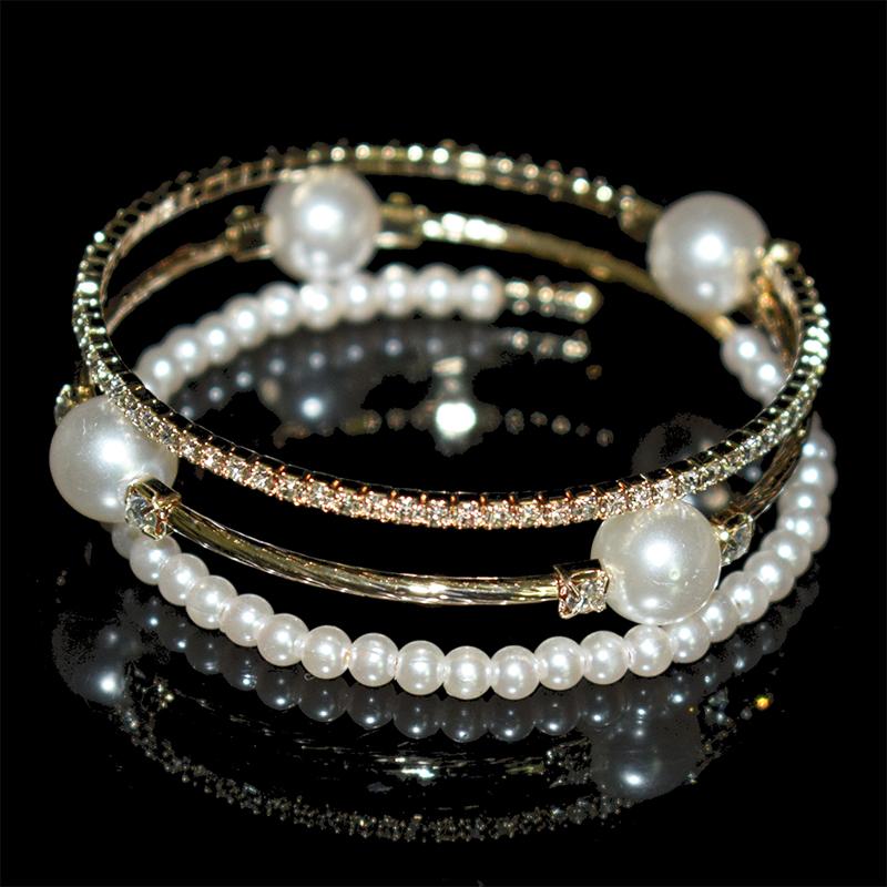 

Bangle 2021 Luxury Pearl Rhinestone Multilayer Classic Bracelet Ladies Elegant Birthday Party Bridal