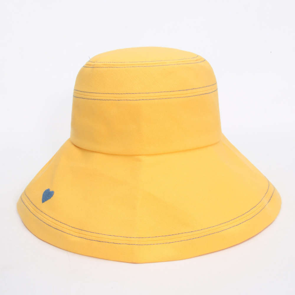 

fisherman's hat in spring and summer women's sunscreen simple love embroidery big brim cover basin Korean fashion, Blue;gray