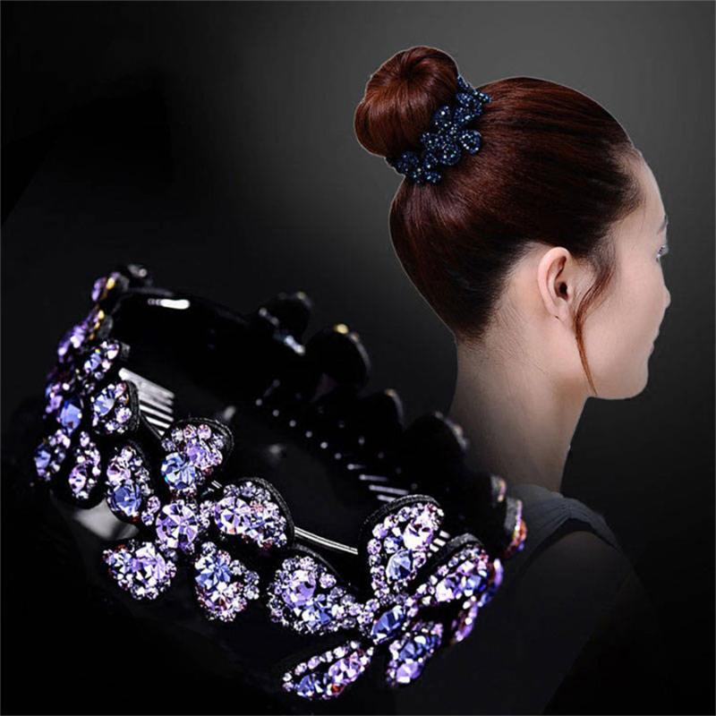 

Hair Clips & Barrettes Crystal Rhinestone For Women Flower Crab Holder Hairpins Bands Accessories, Golden;silver