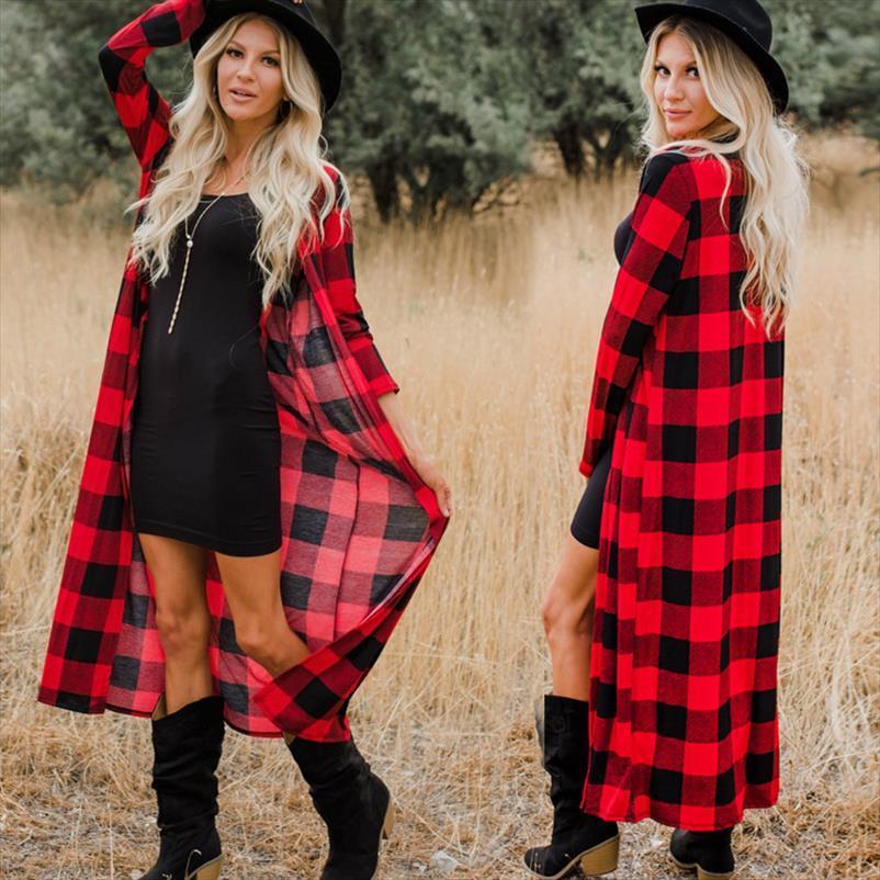 

40 Cardigan Women Autumn Ladies Sweaters X Long Plaid Coats And Jackets Casual Sleeve Loose Maxi Outwear, White;black