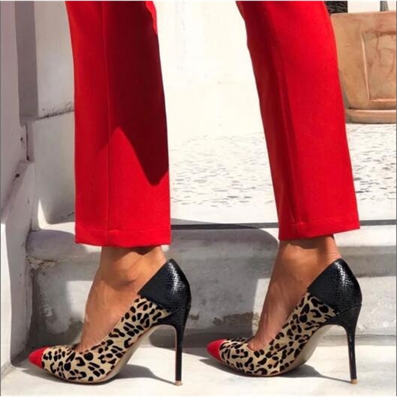 

Slippers The free shipment of big fashion red leopard woman slices pointed to toe sliding in party high heels dressed as lady shoes X8MM, 1# shoe box