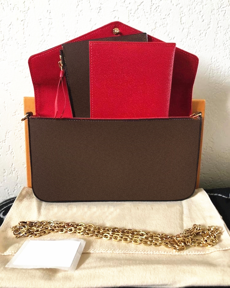 

luxury designer bag original 3 piece shoulder brand hobo women men Tote clutch famous MON0GRAM Crossbody bags handbag POCHETTE FeLICIE handbags Wallet Purses, Eip red