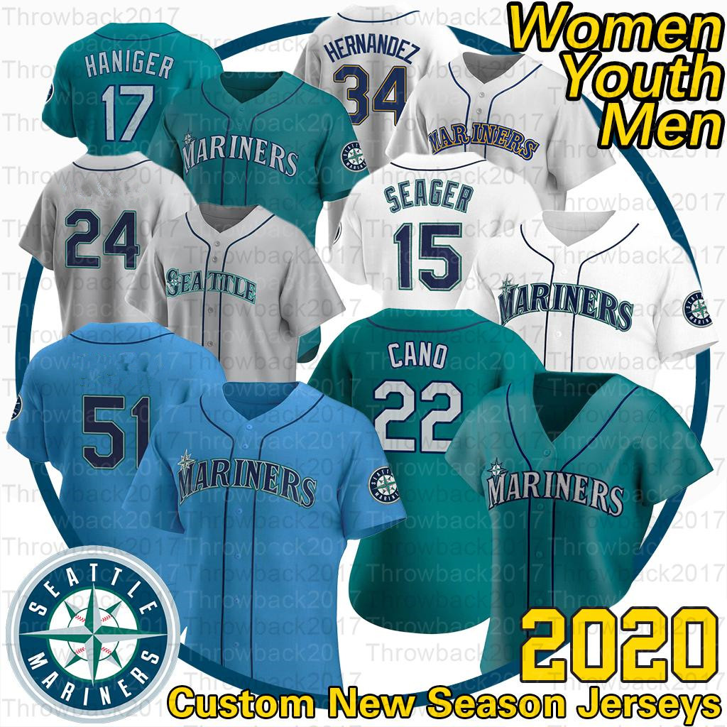 

Seattle Ryon Healy Jersey Mitch Haniger 34 Felix Hernandez Kyle Seager Long Jr Omar Narvaez 2020 Season Baseball Jerseys, Youth/coolbase/green