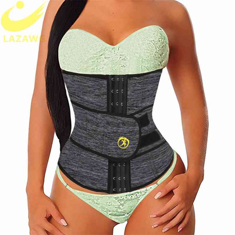 

LAZAWG Women Waist Trainer Neoprene Belt Weight Loss Cincher Body Shaper Tummy Control Strap Slimming Sweat Fat Burning Girdle 210708, Black