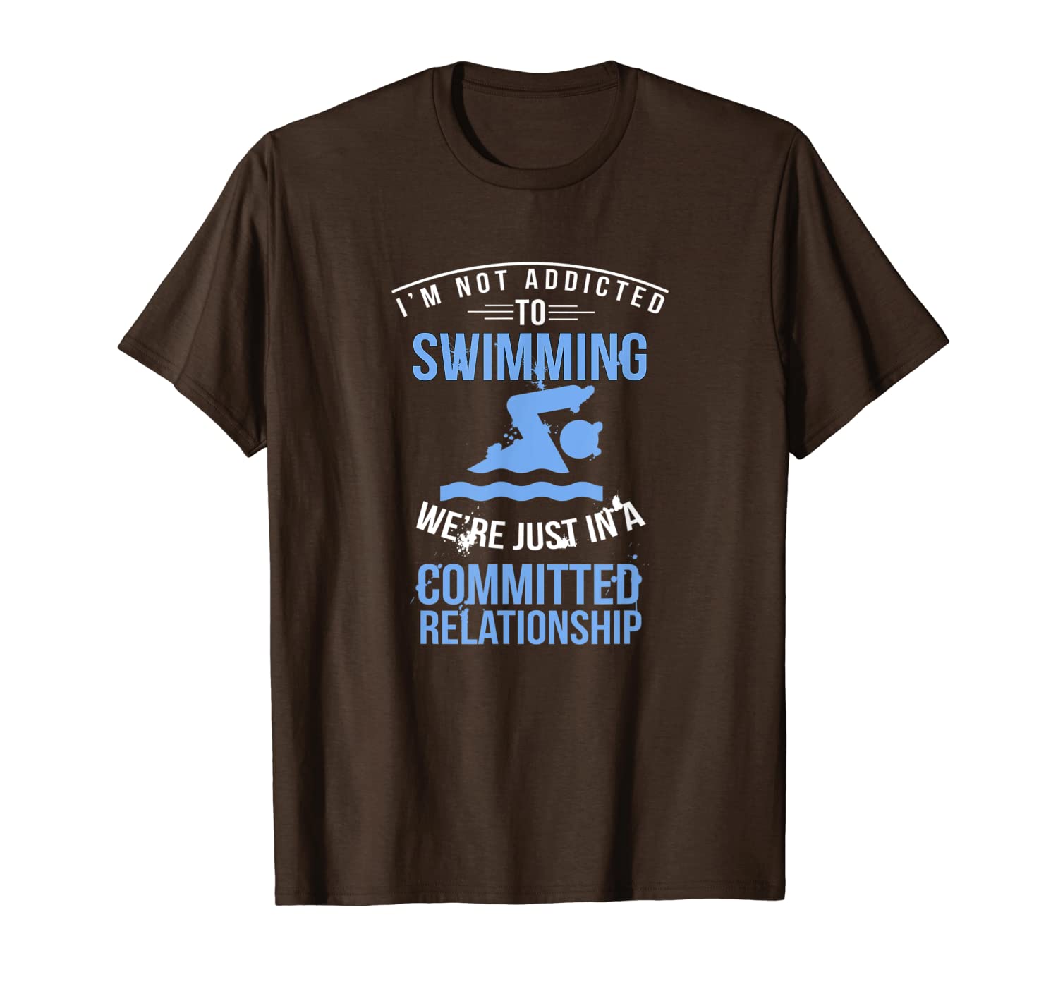 

cool funny addicted swimming committed relationship t-shirt, White;black