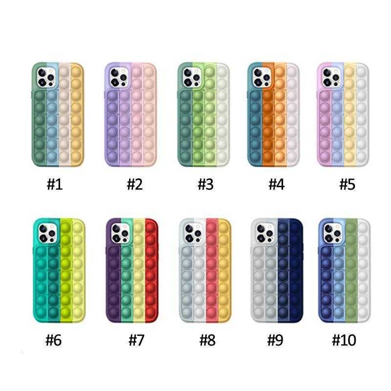 2021 cases Relive Stress Pop Fidget Toys Push It Bubble Silicone Phone Case For Iphone 6 6s 7 8 Plus X XR XS 11 12 Pro Max Soft Cover