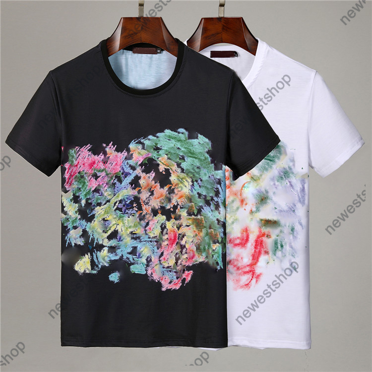 

2021 summer Luxury Casual color letter print T-shirt New mens designer Short sleeve T-shirts Graffiti printing t shirt women tshirt, White;black