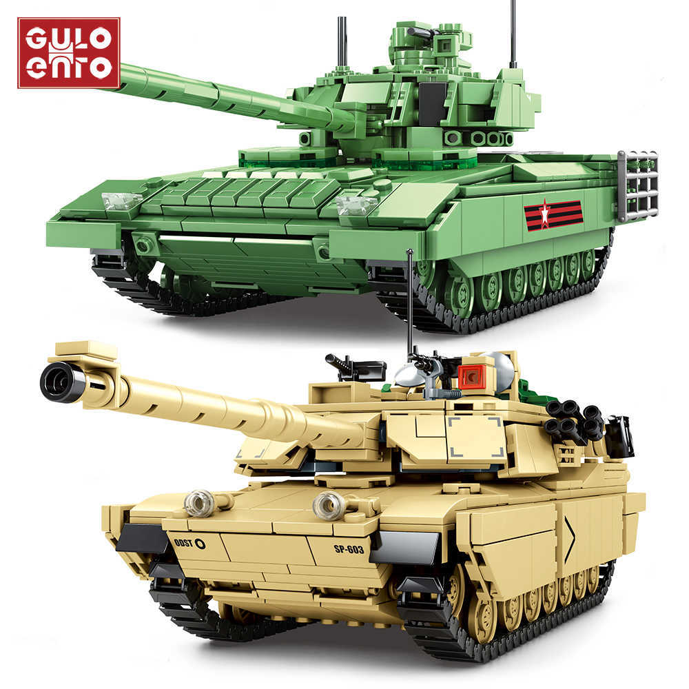 

Military Series Main Battle Tank Building Blocks M1A2 Abrams T-14 ARMATA Heavy Tank City Army Kids Toys Children Gifts H0917