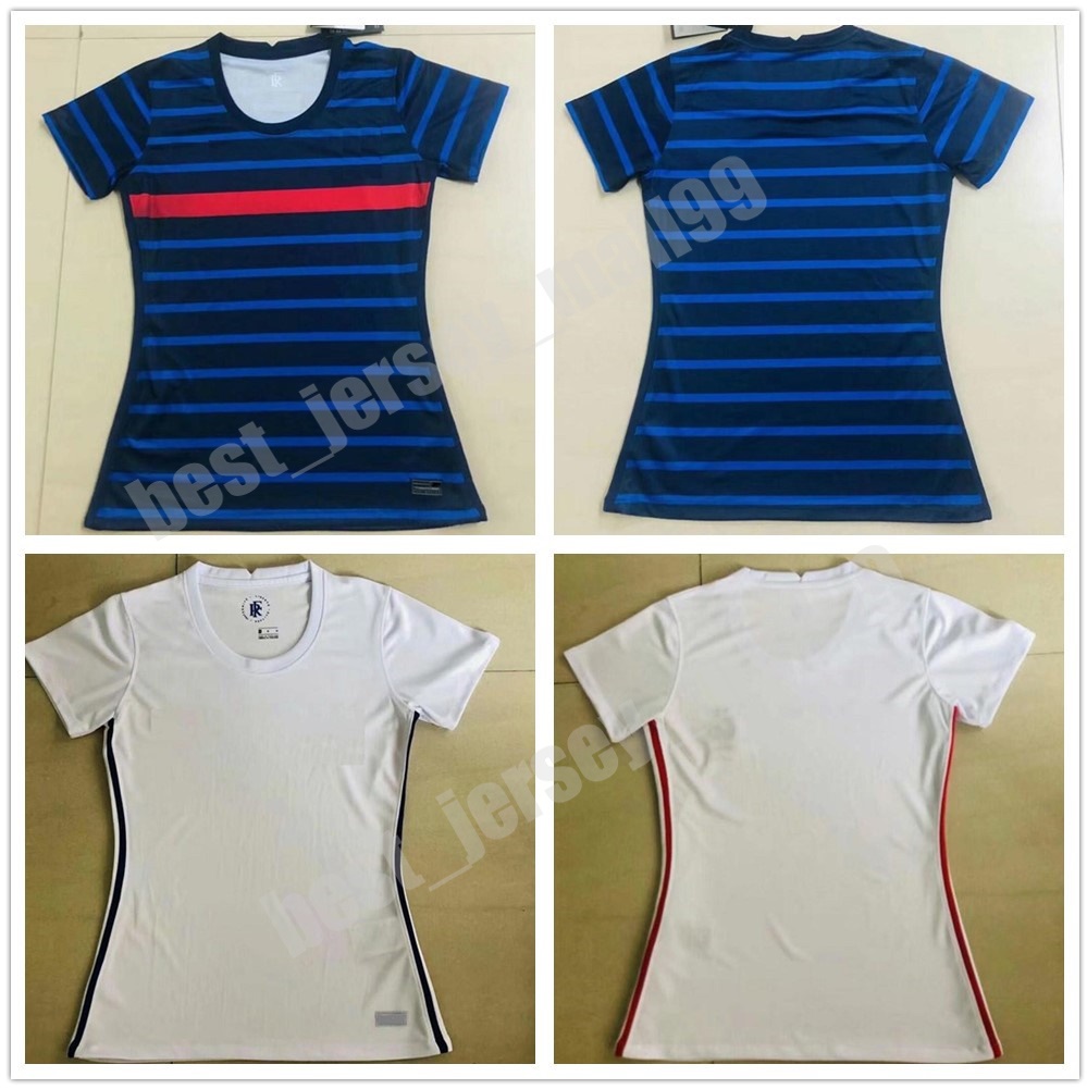 

2021 National Team Soccer Jerseys Women France 10 MBAPPE GRIEZMANN POGBA GIROUD ZIDANE VARANE KANTE Home Away Football Shirt, Black;yellow