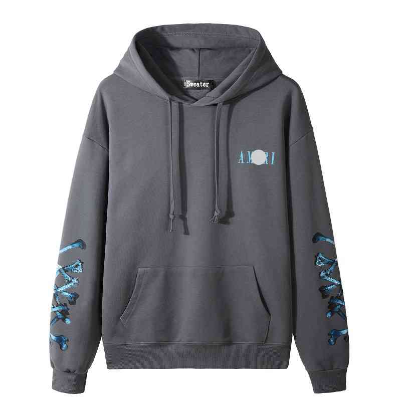 

2022 fashion brand sweaters for men and women A miri Pocket Personalized Bone Pattern Casual Hoodie Star Printed Sweater 887#, Gray