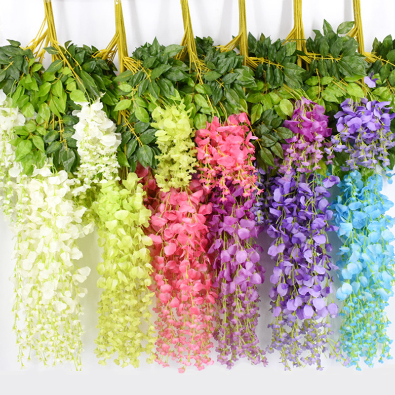 

12Pcs 110CM Wisteria Artificia Fower Wreath Hanging On The Wedding Garden Outdoor Greening DIY Party Home Garden Decoration, Blue