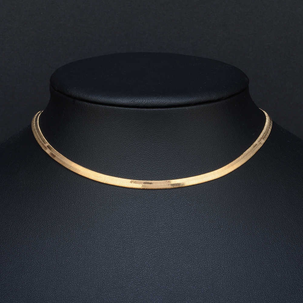 

High Quality Clavicle Blade Statement Women Gold Sier Color Stainls Steel 35+5cm Snake Choker Necklace Chain