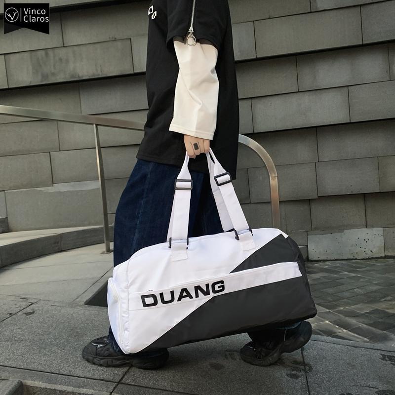 

Duffel Bags Hip Hop Reflection Travel Dry Wet Separation Sports Gym Handbag Trend Youth Fitness Shoulder Bag Lightweight Weekender, Black