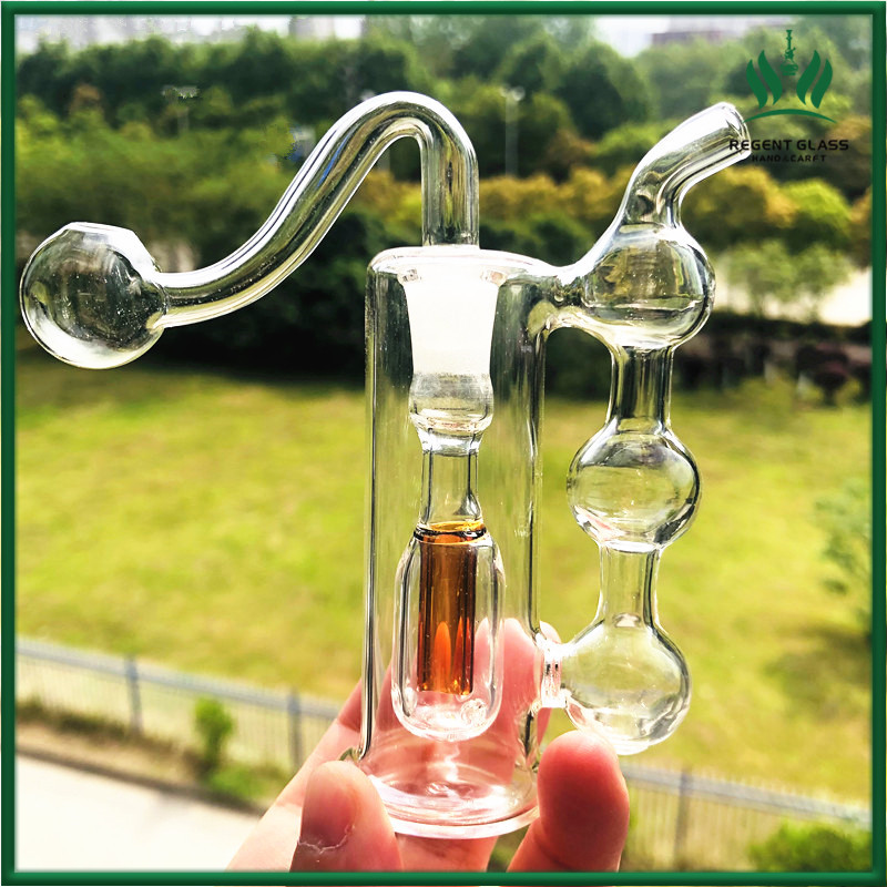 

Mini Glass Water Bong oil burner pipes thick small Bubbler Bong Recycler Oil Dab Rigs for Smoking accessories