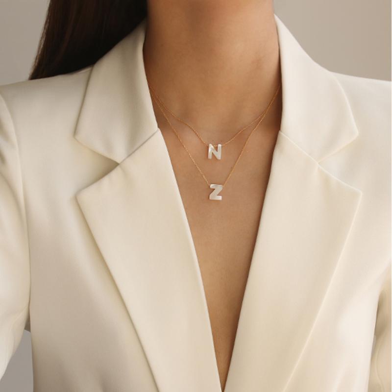 

Pendant Necklaces Natural Sea Shell Letter Necklace Thin Chain Initial For Women Dainty Pearl Choker Collier Coquilla, Silver