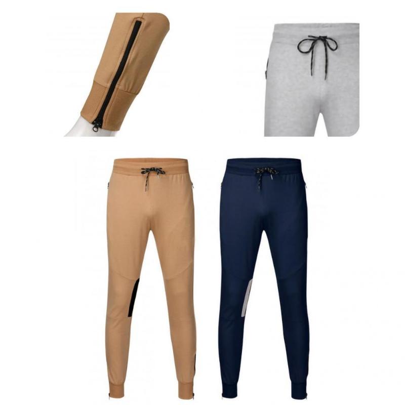 

Men's Pants Polyester Stylish Skinny Zipper Men Tracksuit Bottoms Soft Long Slim For Sport, Black