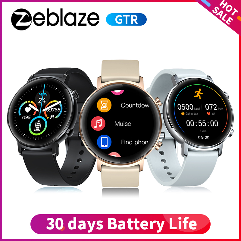 

2021 Zeblaze GTR Health & Fitness smartwatch Metal Body 3 ATM 30 days Battery Life smart watch 2021 watch for womeng, Gold