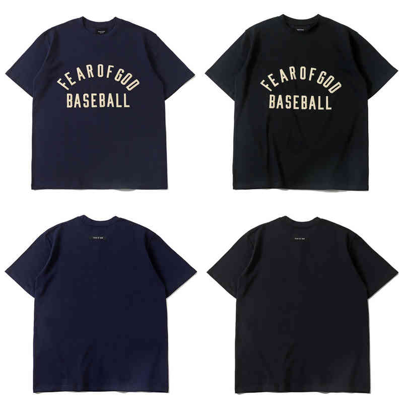

Fears of God Essentials Designer T Shirt New fog Season 7 mainline baseball foaming letter loose hip hop short sleeve, Black