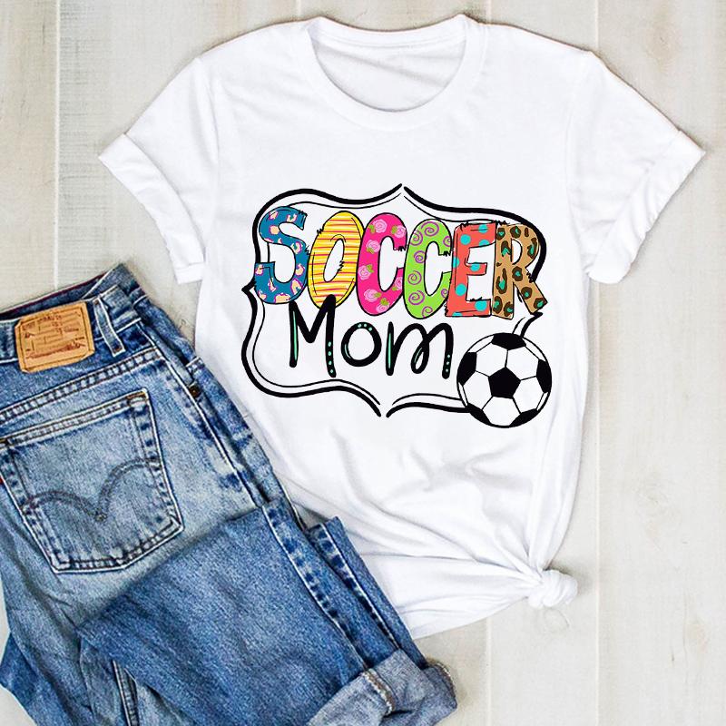 

Women' T-Shirt Women Lady Baseball Mom Leopard Soccer Print Ladies Summer T Tee Tshirt Womens Female Top Shirt Clothes Graphic