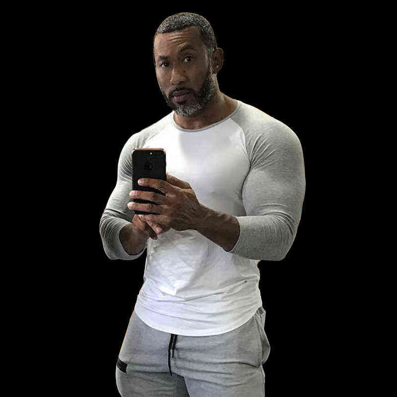Men Gym Fitness T-shirt Cotton Shawl sleeve shirts Bodybuilding Slim Fit Workout Patchwork Casual Skinny Tee Tops Male Clothing G1222-image-747715981