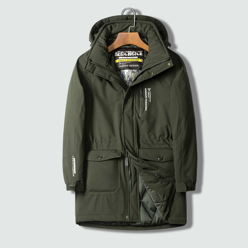 

Men's Winter Jacket Hooded Large Size 8XL Warm Coat Mid Long Windbreaker Male Autumn Thick Down Cotton-Padd Thermal Parka Men 210518, Black