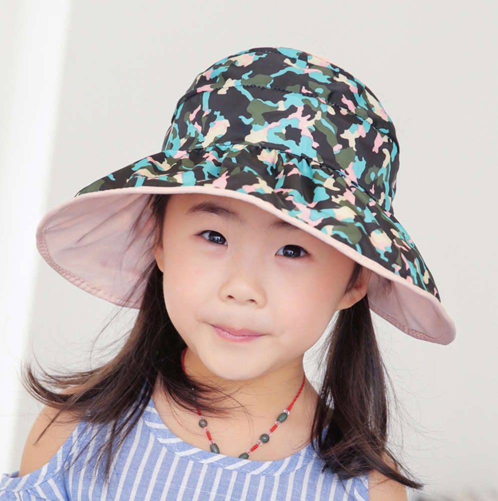 

Sun hat for children Children's Baby double face Korean summer cloth men's and women's cool sun Hat, Yellow