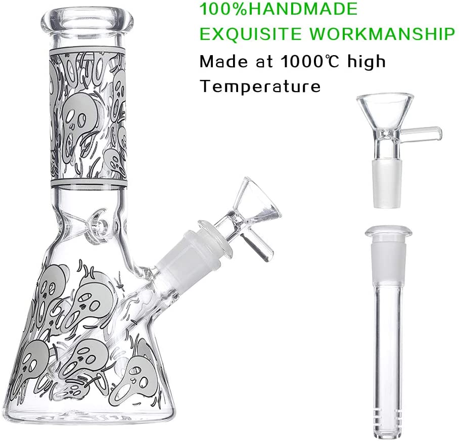 Smoking Accessories7.8" tall 14mm joint Glow in the dark water pipes beaker bongs design dab rigs hookah filter glass bong-image-390153020
