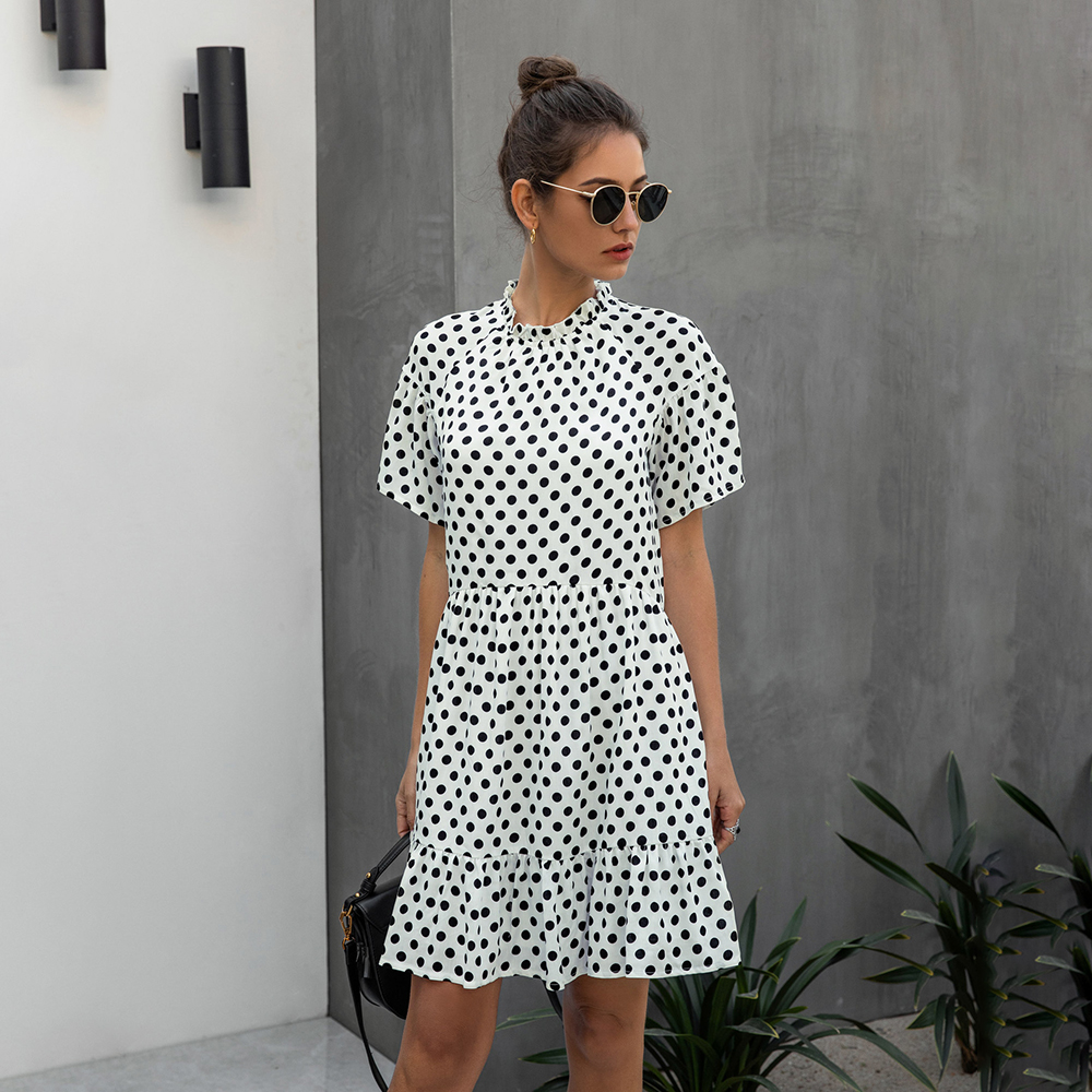 

2021Black Dress Polka-dot Women Summer Sundresses Casual White Loose Fit Clothes Free People 2021 Yellow Womens Clothing Everyday, Black