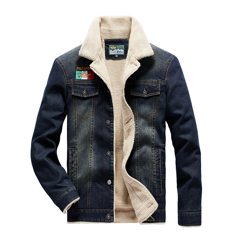 

Winter Men Casual Outdoor Plus Velvet Thick Warm Denim Jacket, Black;brown