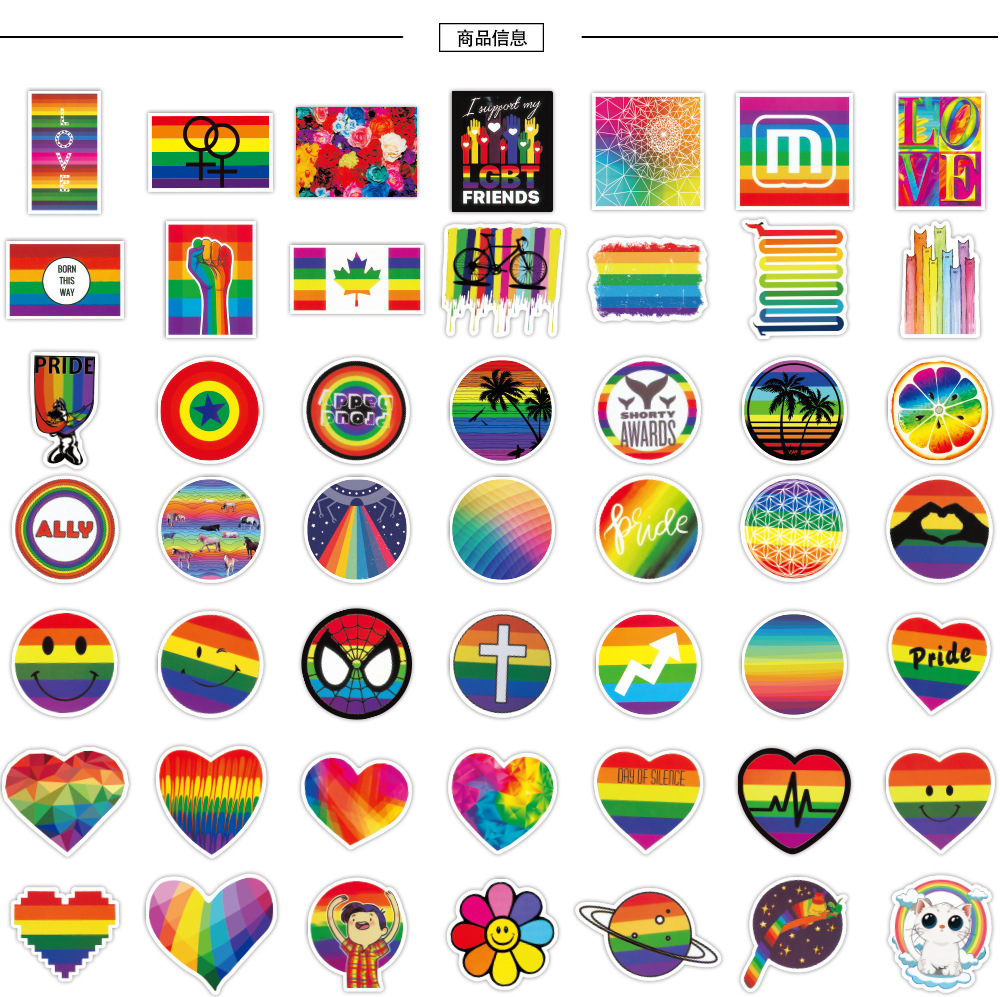 

100Pcs-Pack Rainbow Color LGBT Pride Vinyl Sticker Waterproof Stickers Lot for Water Bottle Laptop Planner Scrapbook Wall Skateboard Journal
