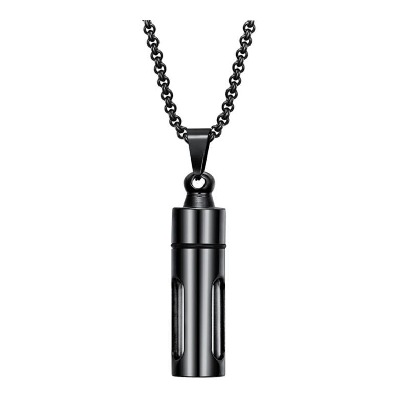 

Pendant Necklaces 1Pc Openable Perfume Bottle Design Necklace Creative Stainless Steel Decor Black