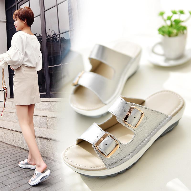 

Shoes Woman Summer Slides Casual Flip Flops Women Leather Ladies Slippers Sandals Zapatos Mujer Chanclas Playa, Black