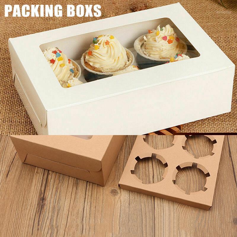 

Gift Wrap 10PCS 2/4/6 Holes Kraft Paper Cupcake Packing Box Muffin Wedding Party Case Holder PLYED889