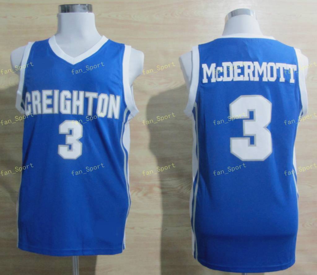

Mens Creighton Bluejays Doug McDermott College Basketball Jersey Blue #3 Doug McDermott Shirts University Stitched Jerseys -XXL, As