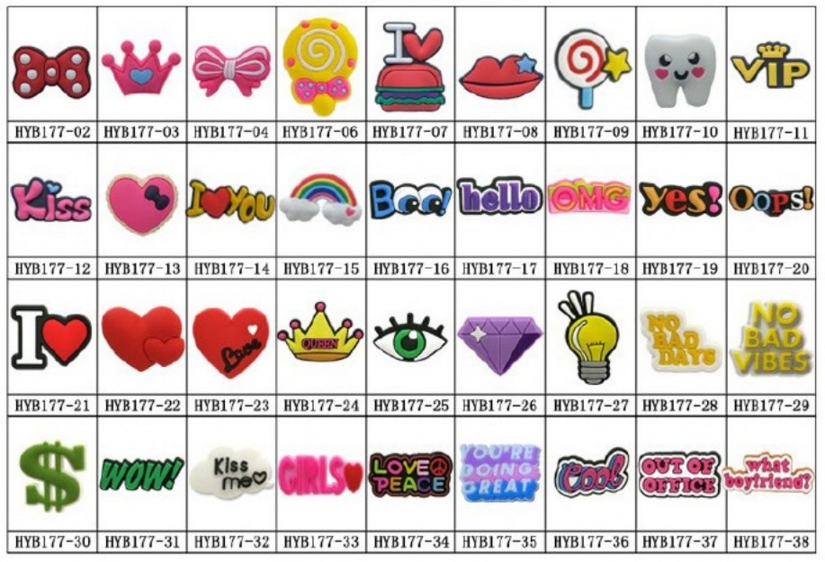 

100pcs/lot custom buzzword popular words pvc shoe charms shoecharm buckles fashion accessories soft rubber jibitz for croc shoes
