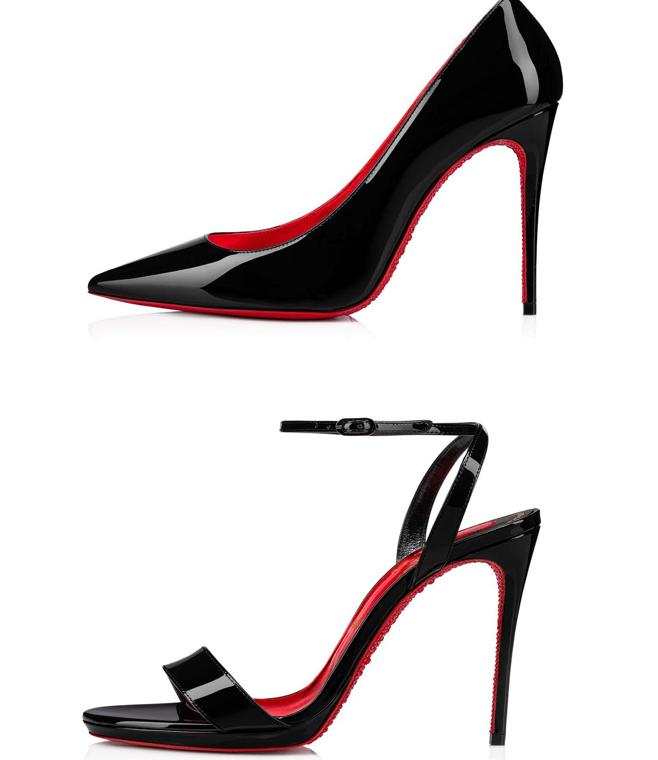 

Luxury women pumps dress shoes redbottoms high heels suola-kate lady wedding party pump rhinestone soles black patent leather and strass sole thin heeled