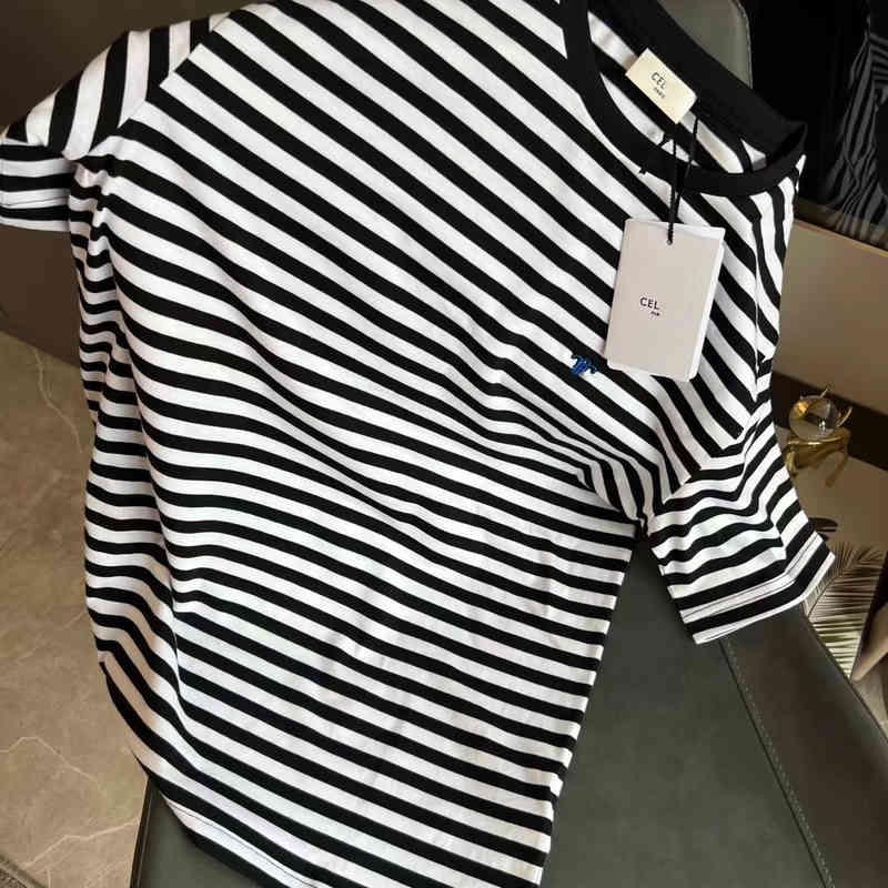 

Women' T-Shirt Ouge Chao brand Arc de Triomphe in spring and summer embroidered slim striped knitted T-shirt for women GDM8