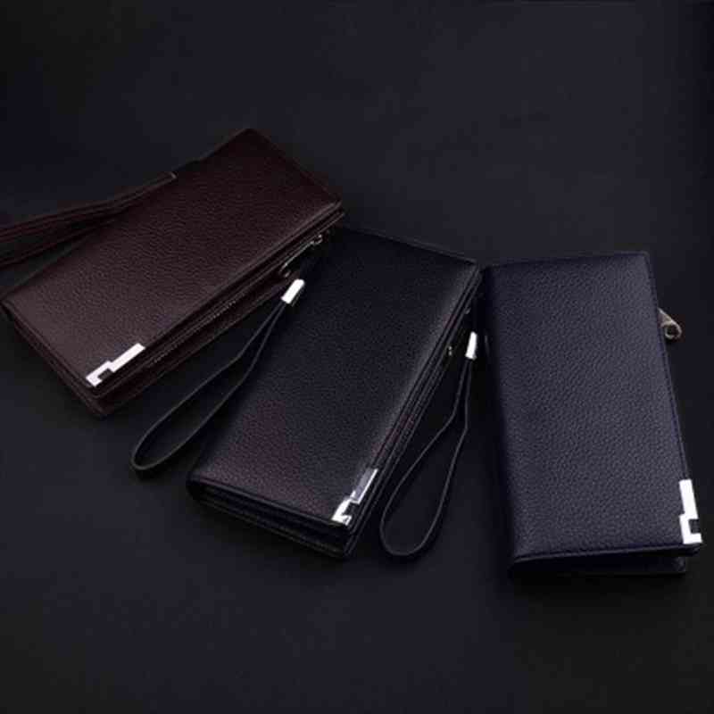 

style wallet men lock long coin pocket passport card holder cell phone, Red;black