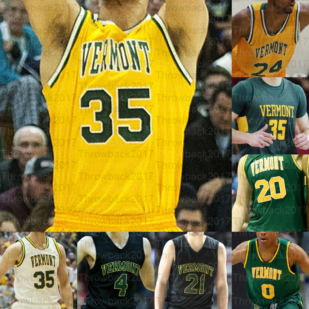 

Custom UVM Vermont Catamounts Basketball jerseys 3 Anthony Lamb 35 Ryan Davis 21 Everett Duncan, Green i