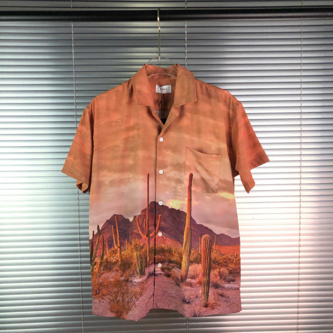 

Fashion brand 20ss rhude Western jeans short sleeve shirt T-shirt couple 8768, Black;brown