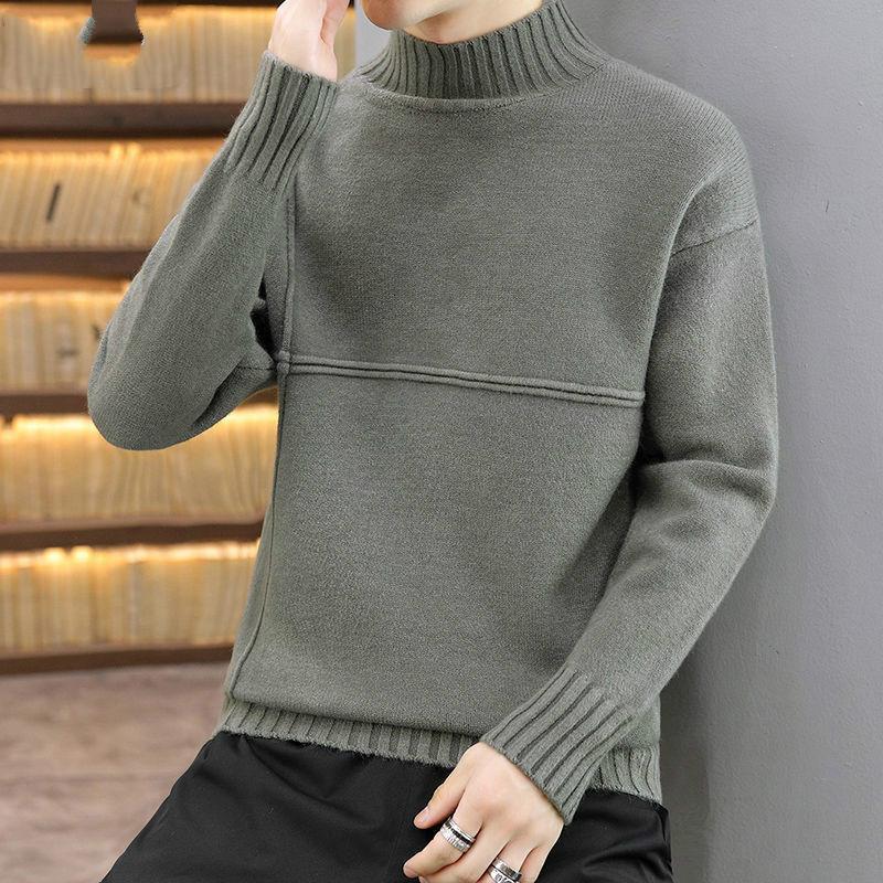 

Men's Sweaters Autumn and winter half high collar sweater men's Plush thickened Crew Neck Sweater clothes for men MFCK