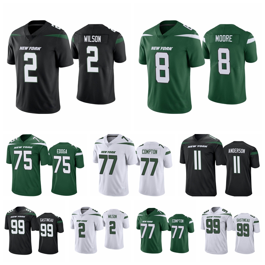 

2 Zach Wilson 8 Elijah Moore Custom Men Women Kid Football Jersey 77 Mekhi Becton 88 Keelan Cole 95 Quinnen Williams 99 Mark Gastineau 75 Al, Black