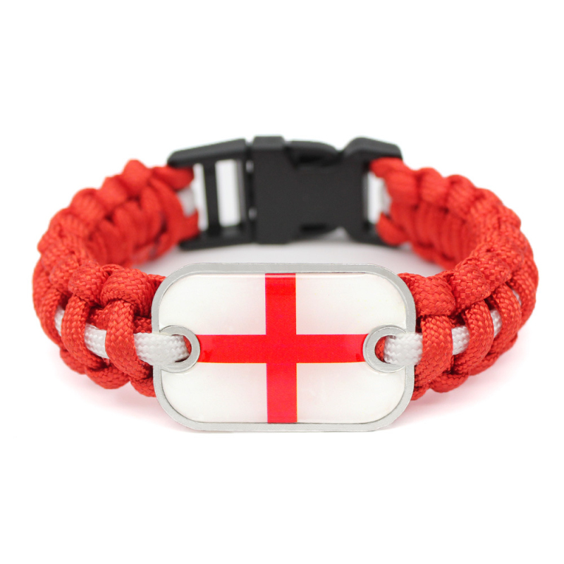 

Hot Sell Rainbow Paracord World Cup Country Charm Cuff Bracelet for Gift