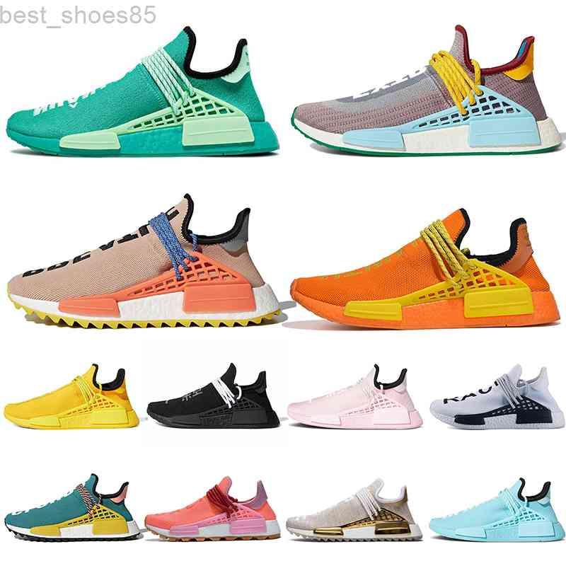 

2021 top mens women pharrell williams NMD human race running shoes big size 13 Aqua Pink Orange Nerd womens athletic trainers sneakers 36 tP, 18 blue plaid 36-47