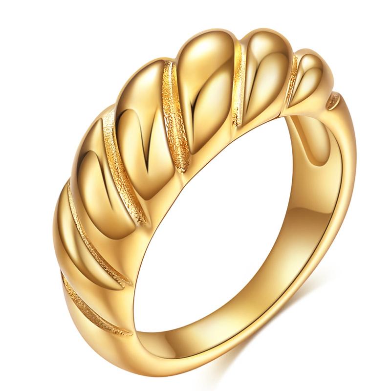 Cluster Rings Stainless Steel Croissant For Women Braided Twisted Signet Chunky Dome Ring Stacking Band Jewelry Statement-image-737968948