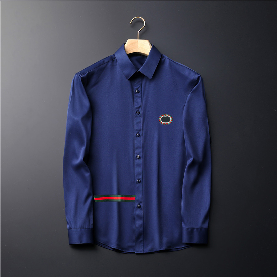

2021 luxury designer fashion men's Women's shirts long sleeve business casual brand spring slim shirt M-3XL#13, Gray