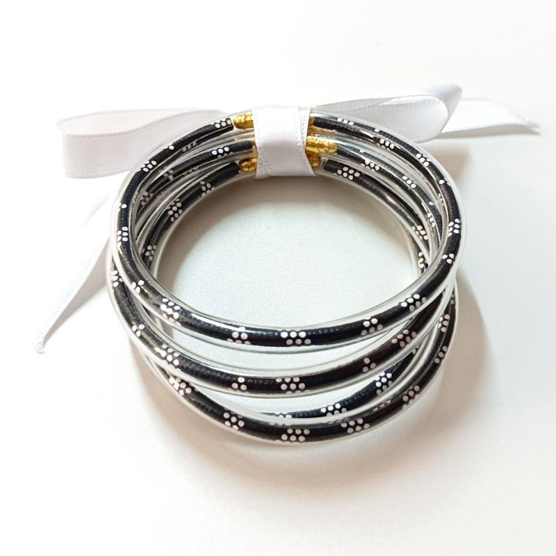 

Bangle All Weather A Set Bangles Stack Silicone Plastic Beads Jelly Bracelet For Women Bowknot Friendship Glitter